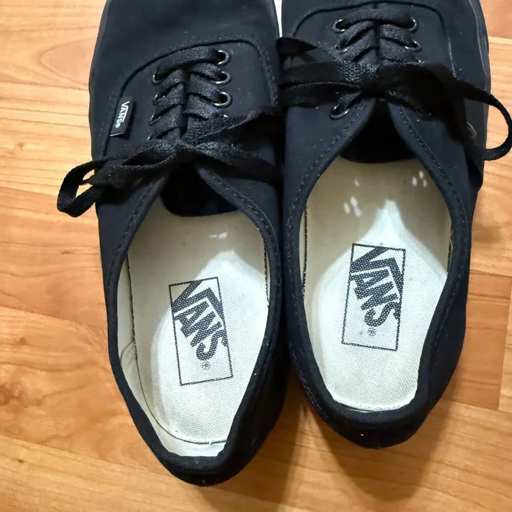 Vans Authentic Sanitized Black Canvas Lace-Up‎ Sneakers Mens 9 / Womens 10.5